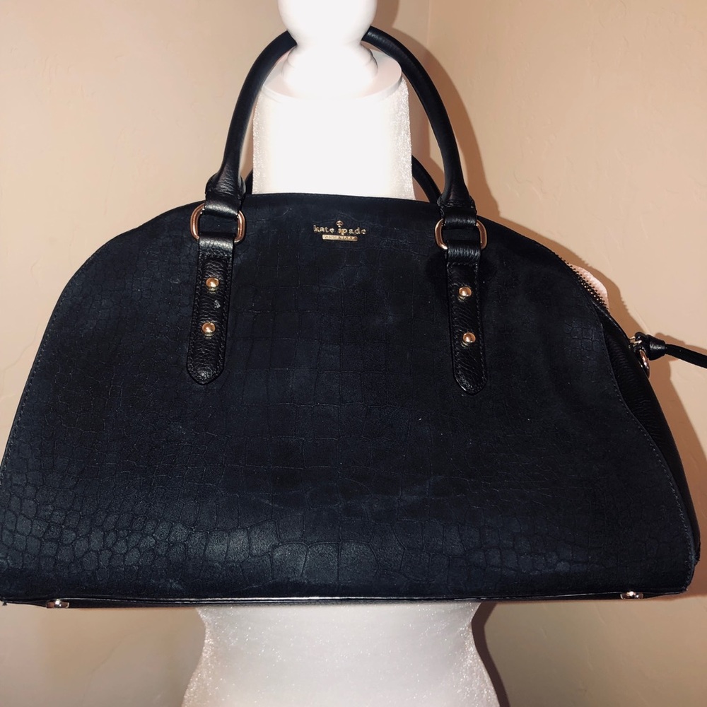 Kate Spade black alligator suede pattern tote
